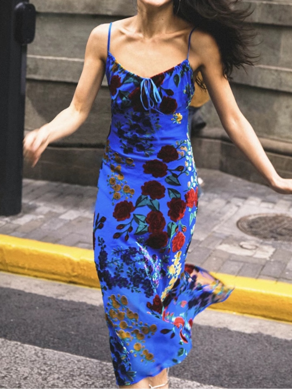 Commense Velvet Floral Appliqué Cami Dress S CN2 - Picture 5 of 6